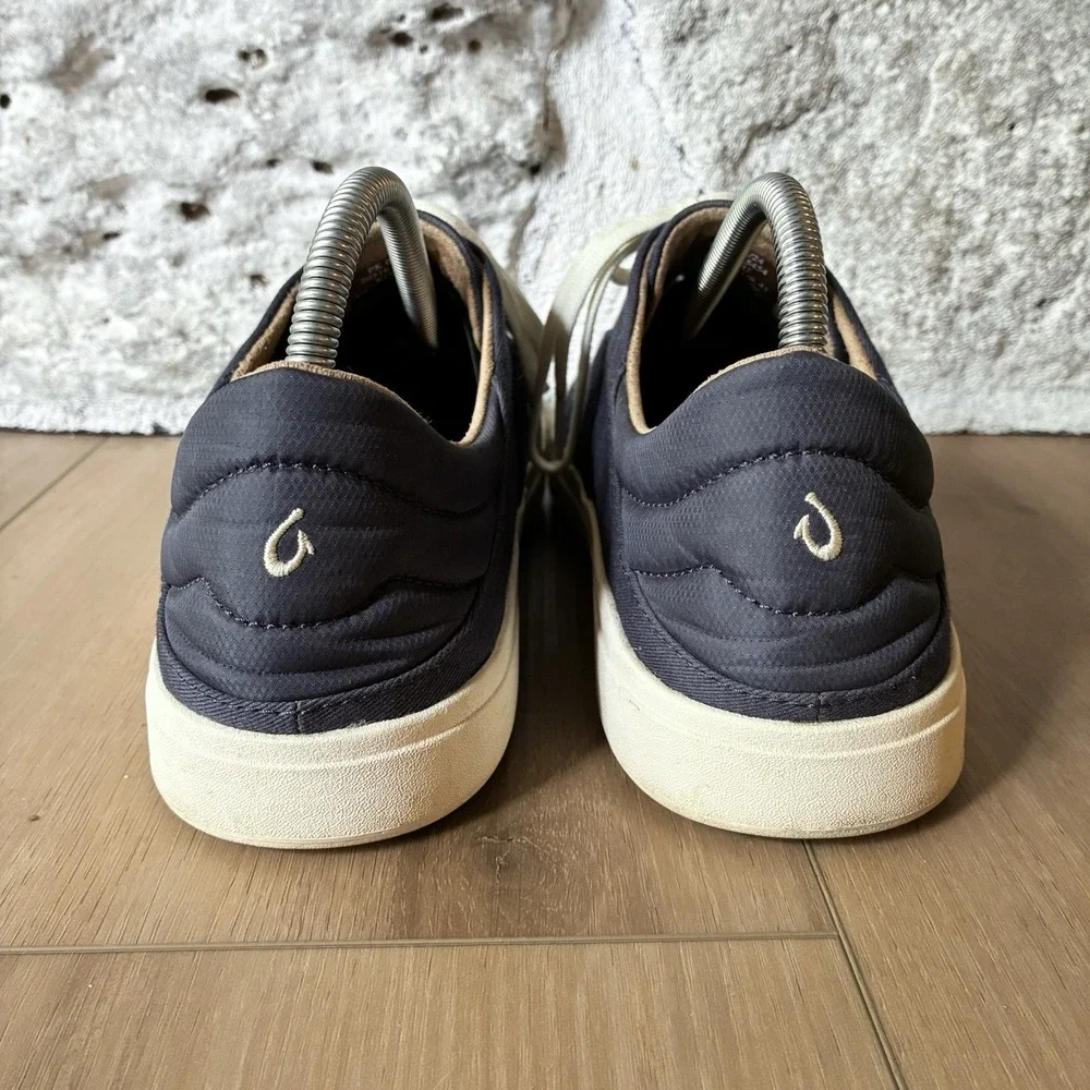 OluKai Kohu Canvas Casual Slip On Lace Up Boat Sneakers Navy Blue Womens 11